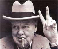 Сигара и сложенный из пальцев знак "V","победа" - таким Черчилль вошёл в историю