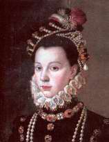 Елизавета Валуа. В момент свадьбы ей 13 лет, Филиппу - 32. Умерла в возрасте 22 лет.